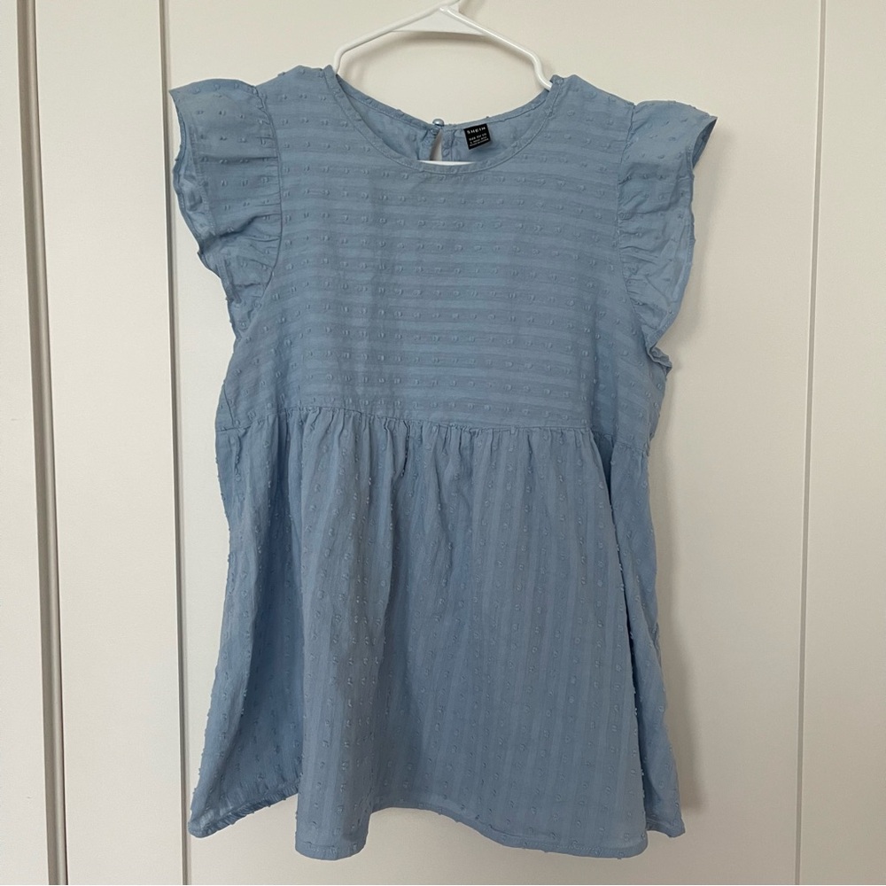 Maternity Swiss Dot Ruffle Sleeve Peplum Blouse